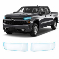 Антигравийная защитная бронепленка по лекалам для Chevrolet Silverado IV 2019-2021 - оптика (фары и ПТФ)