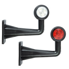 Габаритные огни LED для грузовиков Рожки 12/24V / кривой 20 см / Красный-Белый 2 шт (Л 056)