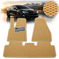 Коврики в салон EVA для Tesla Model S 2012-2020 с подпятником Бежевые T-01 T-09