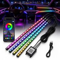 LED Підсвічування Салону ніонове 12V 22x4см RGB5050 (APP Bluetooth USB) 4 шт