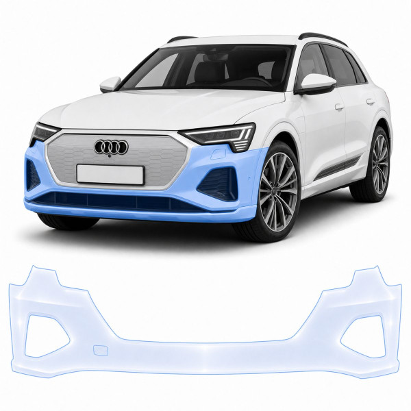 Антигравійна захисна бронеплівка за лекалами для Audi Q8 e-tron GE facelift 2023-2025 - передній бампер