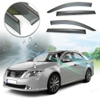 Дефлектори вікон вітровики Benke для Toyota Camry 50 / 55 2011-2018 Антихром (Тенмний Молдинг Нержавіюча сталь 3D)