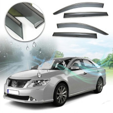 Дефлекторы окон ветровики Benke для Toyota Camry 50 / 55 2011-2018 Антихром (Тенмный Молдинг Нержавейка 3D)
