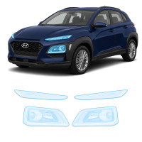 Антигравийная защитная бронепленка по лекалам для Hyundai Kona OS 2017-2020 - оптика (фары и ПТФ)