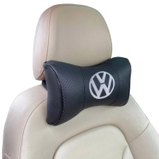 Подушка на підголовник з логотипом Volkswagen екошкіра Чорна 1 шт