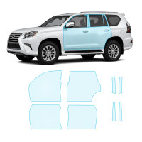 Антигравійна захисна бронеплівка за лекалами для Lexus GX J150 facelift 1 2014-2019 - зони дверей і стійки вікон
