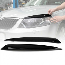 Реснички фар для Skoda Octavia A7 2013-2017 Черные 2 шт Voron Glass (RS10213)