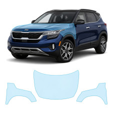 Антигравийная защитная бронепленка по лекалам для Kia Seltos SP2 2019-2022 - капот и передние крылья