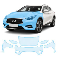 Антигравийная защитная бронепленка по лекалам для Infiniti QX30 H15 2016-2019 - передняя часть авто (капот бампер фары крылья)