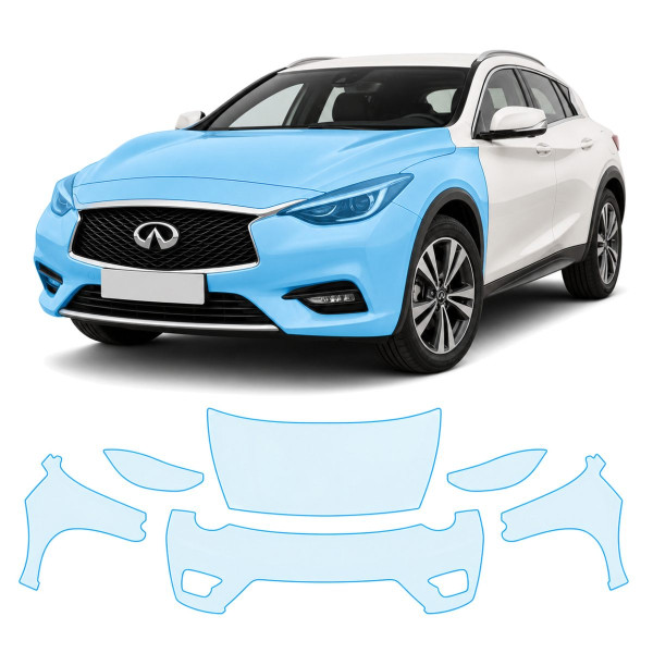 Антигравійна захисна бронеплівка за лекалами для Infiniti QX30 H15 2016-2019 - передня частина авто (капот бампер крила))
