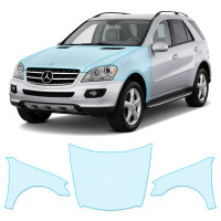 Антигравийная защитная бронепленка по лекалам для Mercedes-Benz M-Class W164 2005-2008 - капот и передние крылья