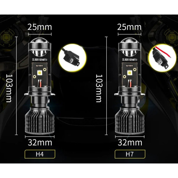 LED лампи автомобільні Y10Pro H4 60W (Лінзовані D18 мм З Оманкою Canbus)