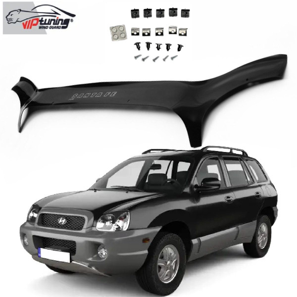 Дефлектор капота мухобойка для Hyundai Santa Fe 2000-2006 (Vip Tuning) HYD56