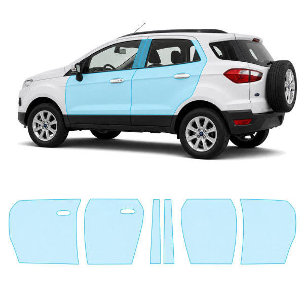 Антигравийная защитная бронепленка по лекалам для Ford EcoSport II 2014-2017 - зоны дверей и стойки окон