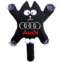 Іграшка на присосці Кіт Саймон XL Audi Жирний Кіт Чорний (Кольоровий логотип 3D)