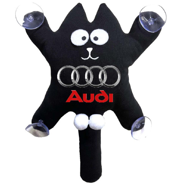 Іграшка на присосці Кіт Саймон XL Audi Жирний Кіт Чорний (Кольоровий логотип 3D)