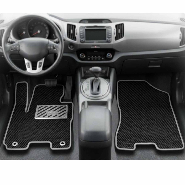 Килимки в салон передні EVA для Kia Sportage 2010-2015  Europe (Металевий підп'ятник) Чорні 2 шт