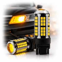 Автолампа светодиодная LED двухконтактная W21/5W 63x2835SMD AMBER Желтый 1 шт (P27/7)