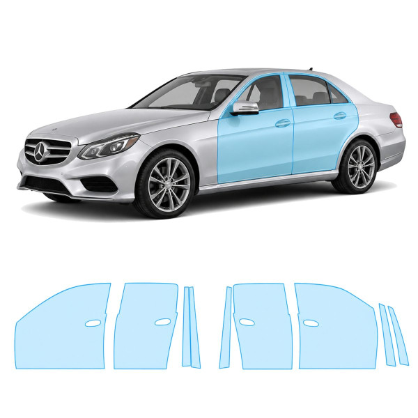 Антигравийная защитная бронепленка по лекалам для Mercedes-Benz E-Class W212 facelift 2013-2016 - зоны дверей и стойки окон