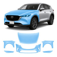 Антигравийная защитная бронепленка по лекалам для Mazda CX-5 KF facelift 2022- передняя часть авто (капот бампер фары крылья)