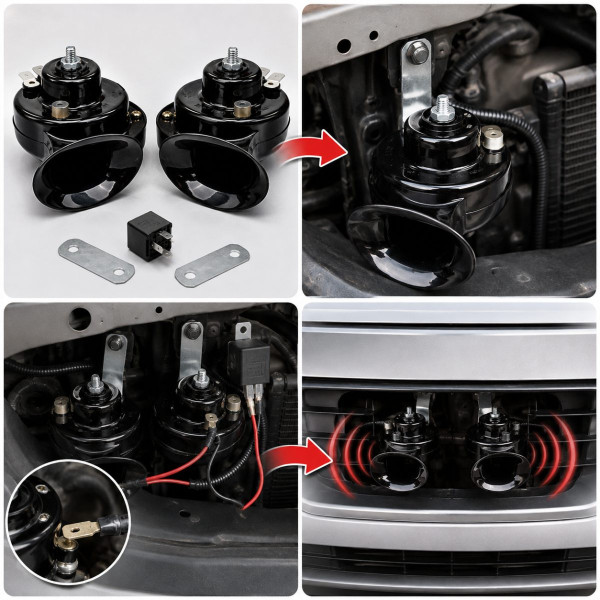 Сигнал автомобильный Elegant 12V улитка двухконтактный Черные 2 шт (EL 100 740)