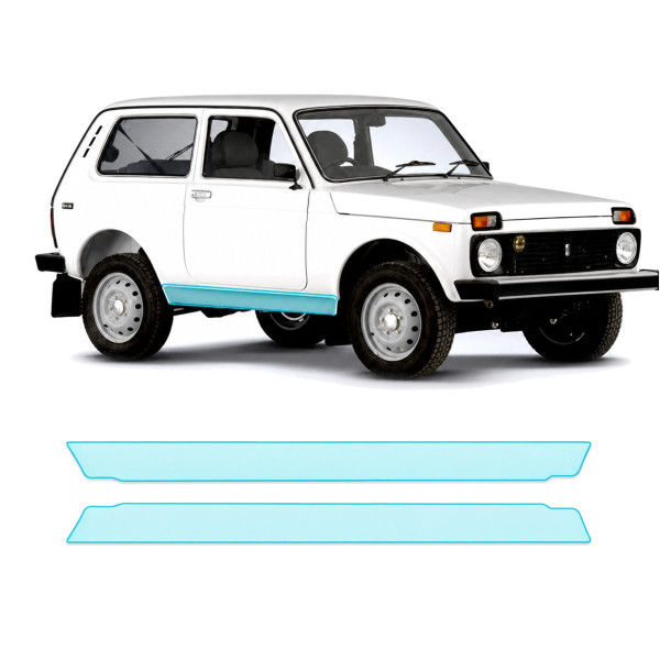 Антигравийная защитная бронепленка по лекалам для LADA Niva 2121 1977-2020 - нижняя зона кузова пороги