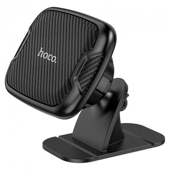 Автотримач для телефону магнітний HOCO CA66 на скотчі + кріплення кабелю Black-Carbon
