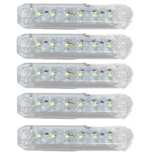 Габарит LED прямоугольный 100х20 мм / 12/24V / 6 диодов / Белый 1 шт (MRT 53)