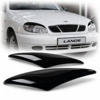 Реснички фар для Daewoo Lanos Волна Черные 2 шт Voron glass