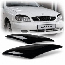 Вії фар для Daewoo Lanos Хвиля Чорні 2 шт Voron glass