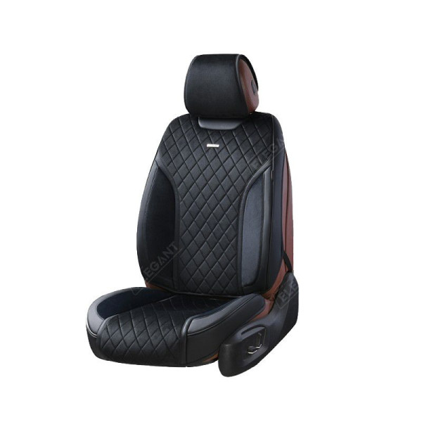 Авточехлы для сидений Алькантара Экокожа Elegant Torino комплект Черные (700 126)
