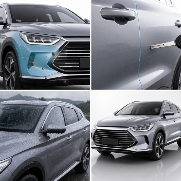 Антигравийная защитная бронепленка по лекалам для BYD Song Plus I 2020-2022 - зоны дверей и стойки окон