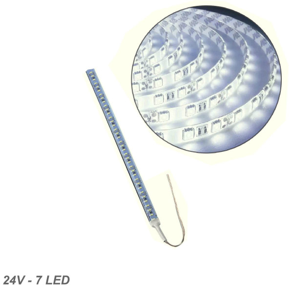 Лента диодная алюминий 24V - 8 см - 1А 7LED - в силиконе эффект сплошной ленты Белый свет (5630)