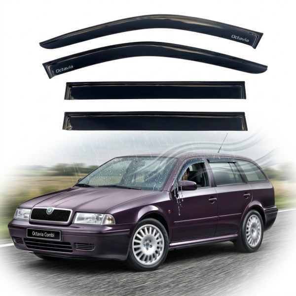 Дефлектори вікон вітровики Skoda Octavia (A4) Tour Універсал 1997-2011 Скотч 3M Voron Glass