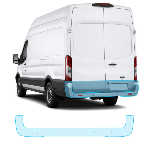 Антигравийная защитная бронепленка по лекалам для Ford Transit VII 2013- задний бампер