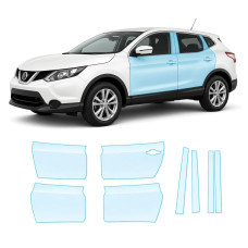 Антигравийная защитная бронепленка по лекалам для Nissan Qashqai J11 2014-2017 - зоны дверей и стойки окон