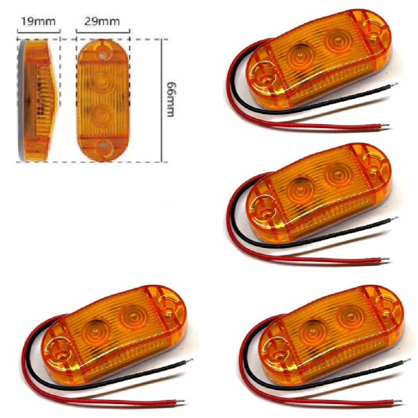 LED Габарит 66 х 29 мм 12/24V два діоди Помаранчевий 4 шт (BD-0132A)