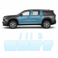 Антигравійна захисна бронеплівка за лекалами для Chevrolet Traverse III 2023- зони дверей і стійки вікон