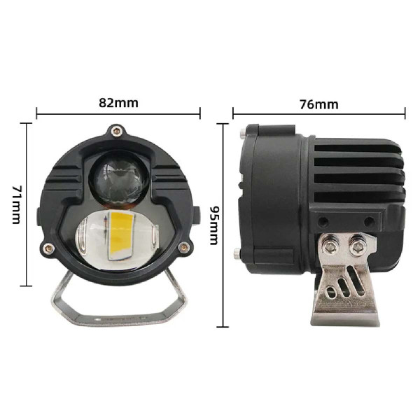 Bi-LED Фара додаткова Кругла 70x50 мм 10-80V W/W P-71-40W 4 391 (Біле Світло)