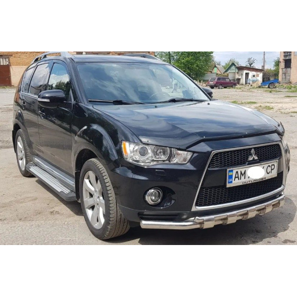 Дефлектор капоту мухобійка для Mitsubishi Outlander XL 2010-2018 Рестайлінг Євро Кріплення (Vip Tuning)