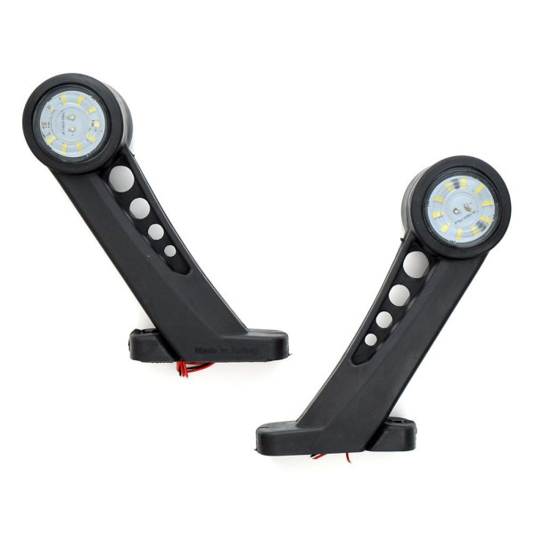 Габаритные огни LED для грузовиков Рожки 24V / косой 13 см / Красный-Белый 2 шт (Л 072)