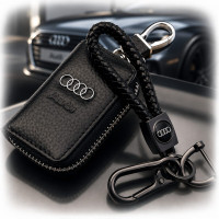 Набір автолюбителя №5 для Audi / Брелок з карабіном і гаманець для автоключів з логотипом / тиснений шкіра