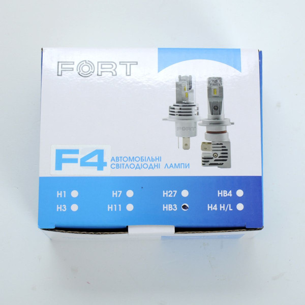 LED лампи автомобільні HB3 радіатор+кулер 4000Lm FORT F4MINI/CSP/25W/6000K/IP65/9-16V 2шт