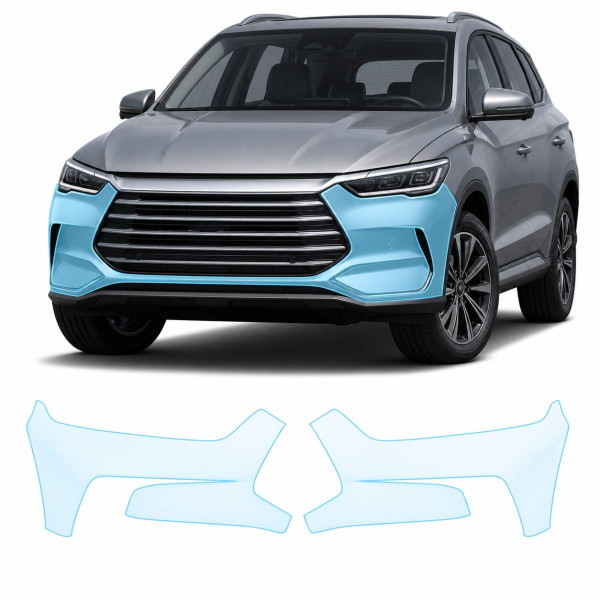 Антигравийная защитная бронепленка по лекалам для BYD Song Pro I facelift 2023- передний бампер