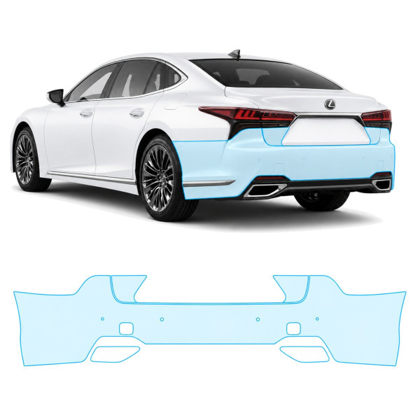 Антигравийная защитная бронепленка по лекалам для Lexus LS XF50 facelift 2021- задний бампер