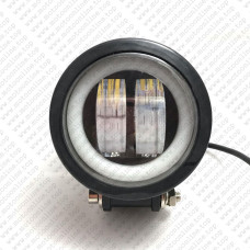 Світлодіодна додаткова LED фара кругла / Лінза з ДХО D100 мм / 10-30V / 20W / 7000K / 1 шт