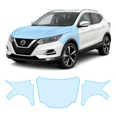 Антигравийная защитная бронепленка по лекалам для Nissan Qashqai J11 facelift 2017-2021 - капот и передние крылья