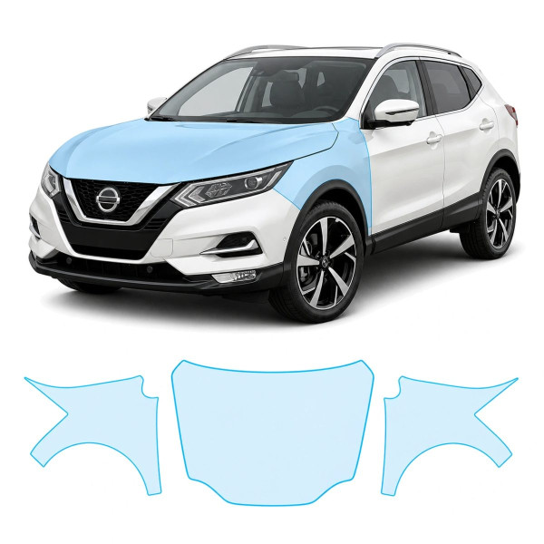 Антигравийная защитная бронепленка по лекалам для Nissan Qashqai J11 facelift 2017-2021 - капот и передние крылья