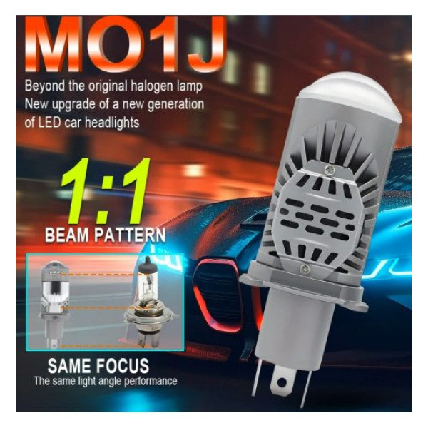 LED лампи автомобільні H4 12V 80/100w 9000/11000Lm 6000K 3570+3570 Chips (Лінзовані D35 мм З Оманкою Canbus) M01P