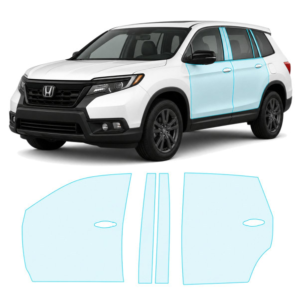 Антигравійна захисна бронеплівка за лекалами для Honda Passport III 2019-2021 - зони дверей і стійки вікон